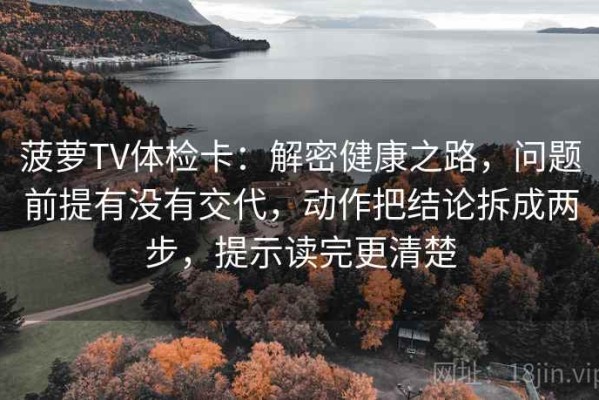 菠萝TV体检卡：解密健康之路，问题前提有没有交代，动作把结论拆成两步，提示读完更清楚