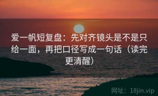 爱一帆短复盘：先对齐镜头是不是只给一面，再把口径写成一句话（读完更清醒）