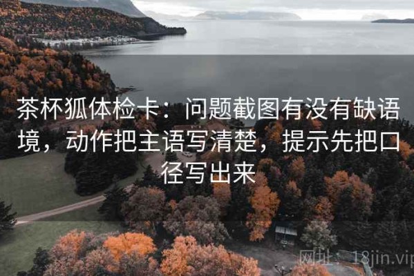 茶杯狐体检卡：问题截图有没有缺语境，动作把主语写清楚，提示先把口径写出来