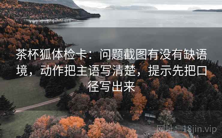 茶杯狐体检卡：问题截图有没有缺语境，动作把主语写清楚，提示先把口径写出来